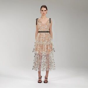 Self Portrait Star Mesh Midi Dress size US 4